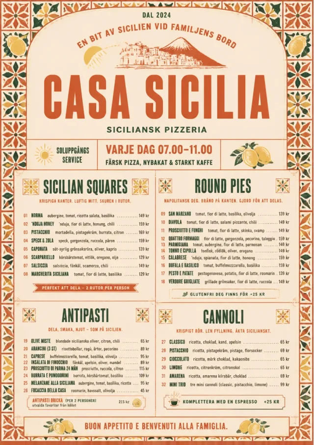 Sicilian Family Table pizza-menu menu template preview