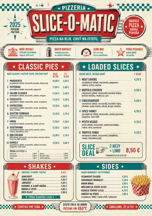 American Diner Retro pizza-menu menu template preview