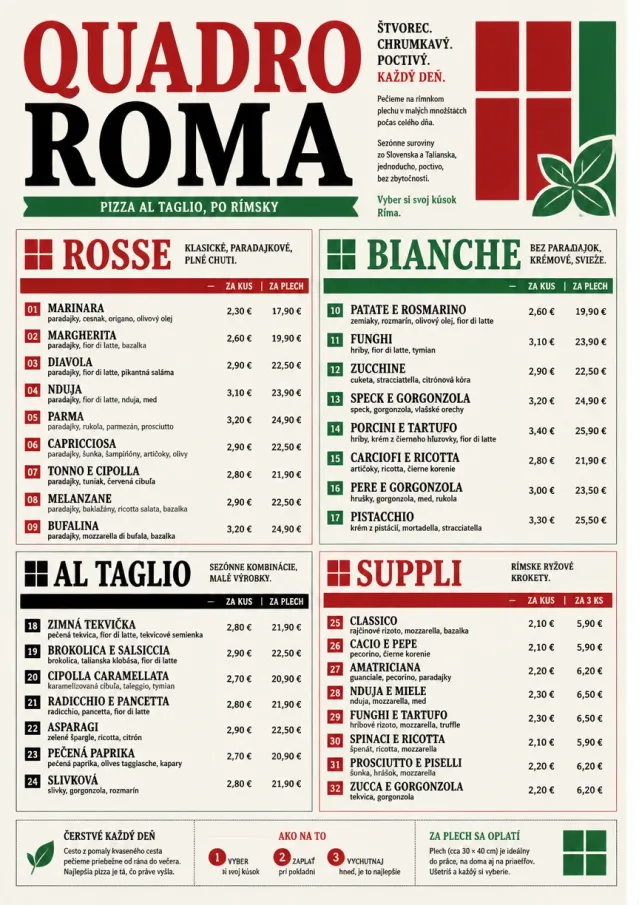 Roman Al Taglio pizza-menu menu template preview