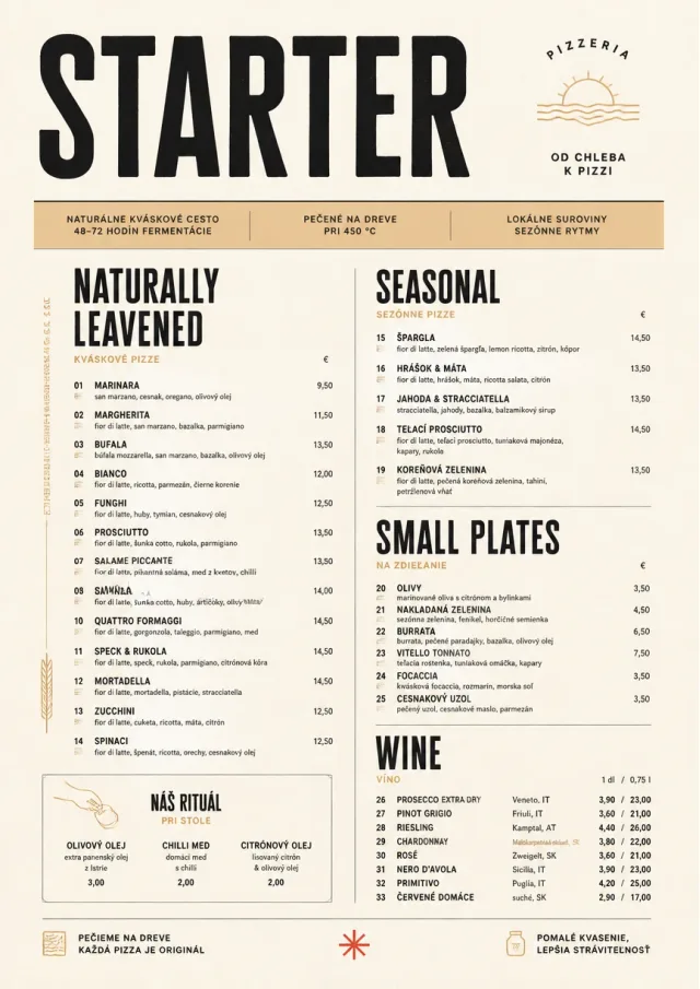 Sourdough Minimal pizza-menu menu template preview