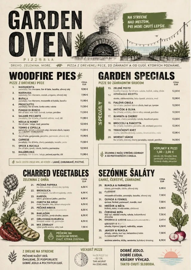 Woodfire Garden pizza-menu menu template preview
