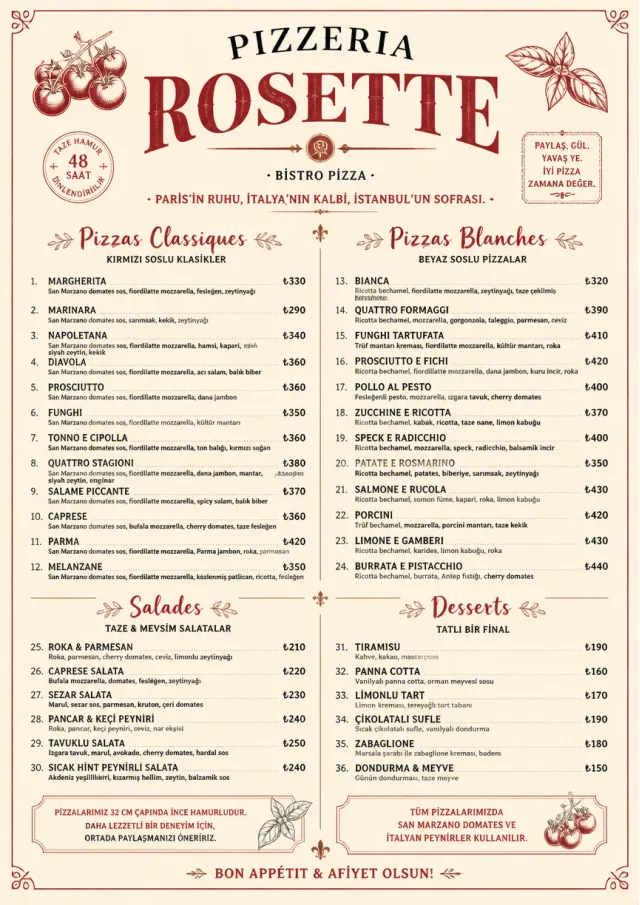 Parisian Bistro pizza-menu menu template preview
