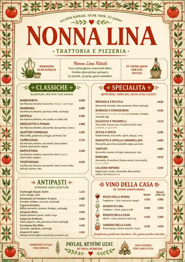 Rustic Trattoria pizza-menu menu template preview