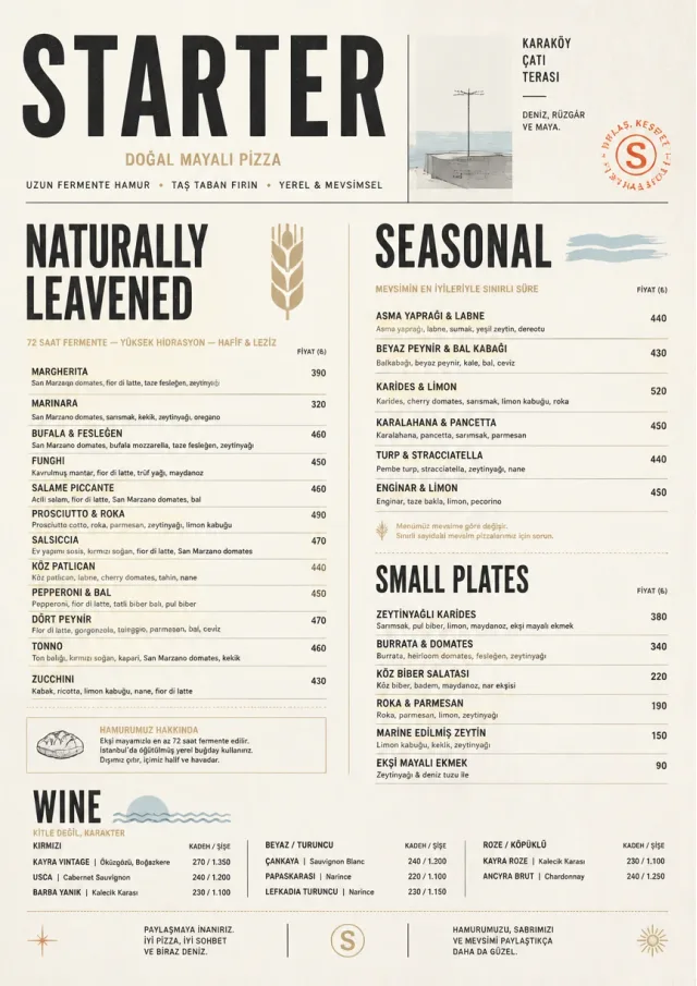 Sourdough Minimal pizza-menu menu template preview