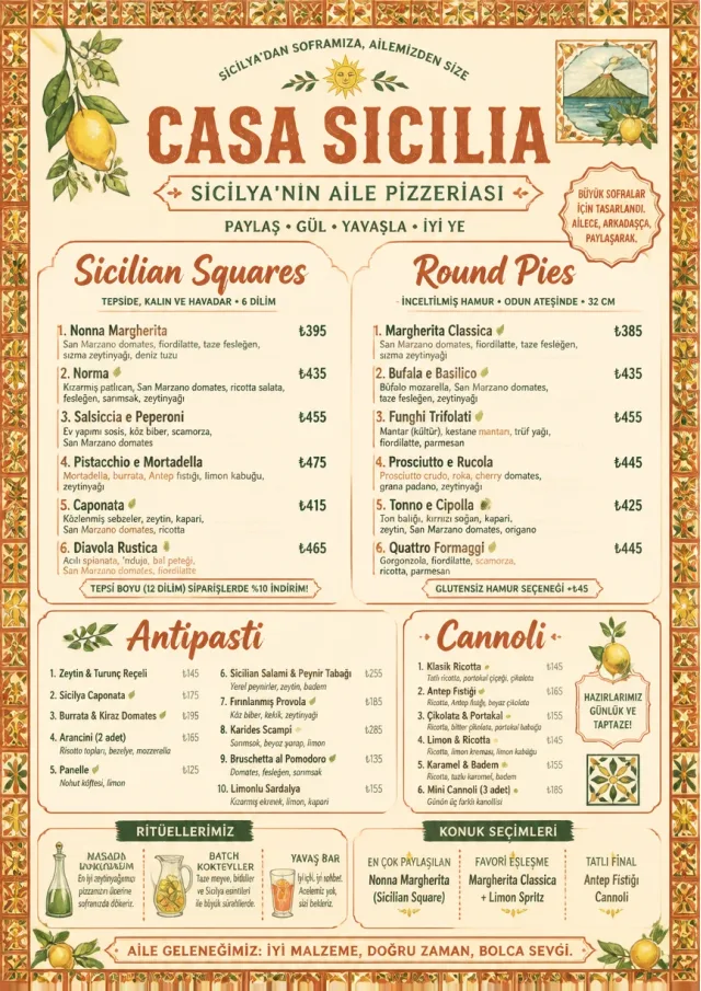 Sicilian Family Table pizza-menu menu template preview