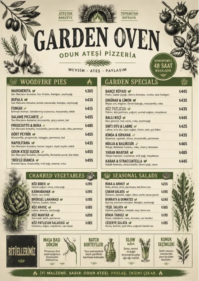 Woodfire Garden pizza-menu menu template preview