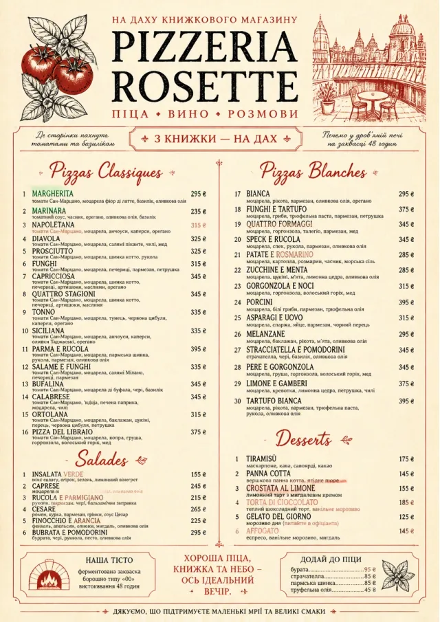 Parisian Bistro pizza-menu menu template preview