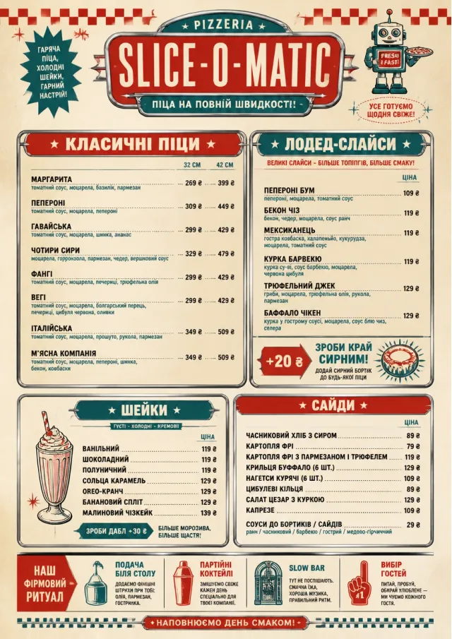 American Diner Retro pizza-menu menu template preview