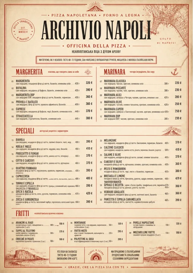 Neapolitan Archive pizza-menu menu template preview