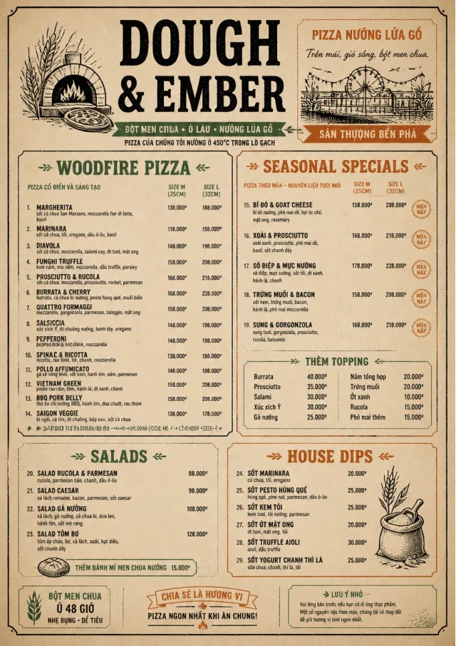 Craft Artisan pizza-menu menu template preview