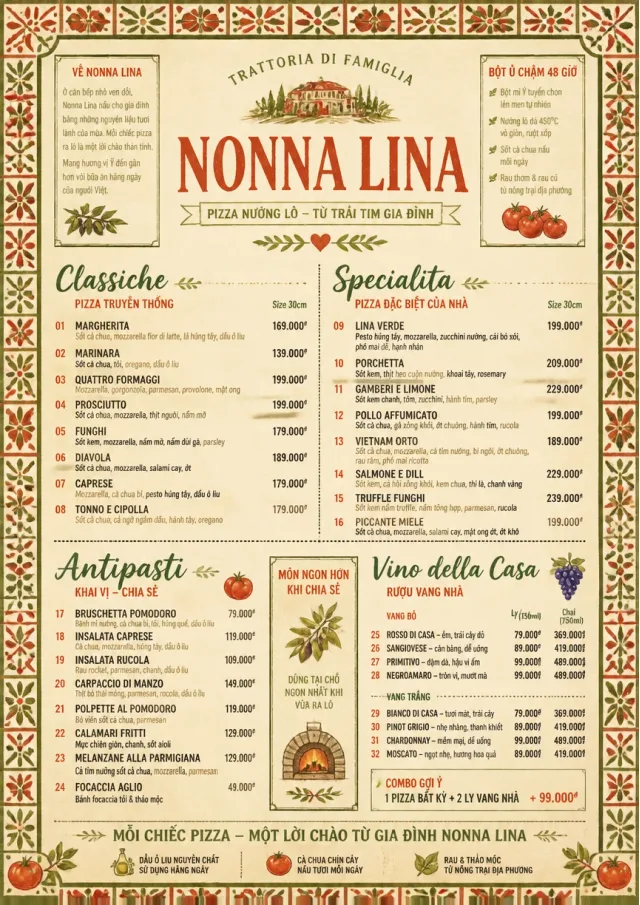Rustic Trattoria pizza-menu menu template preview