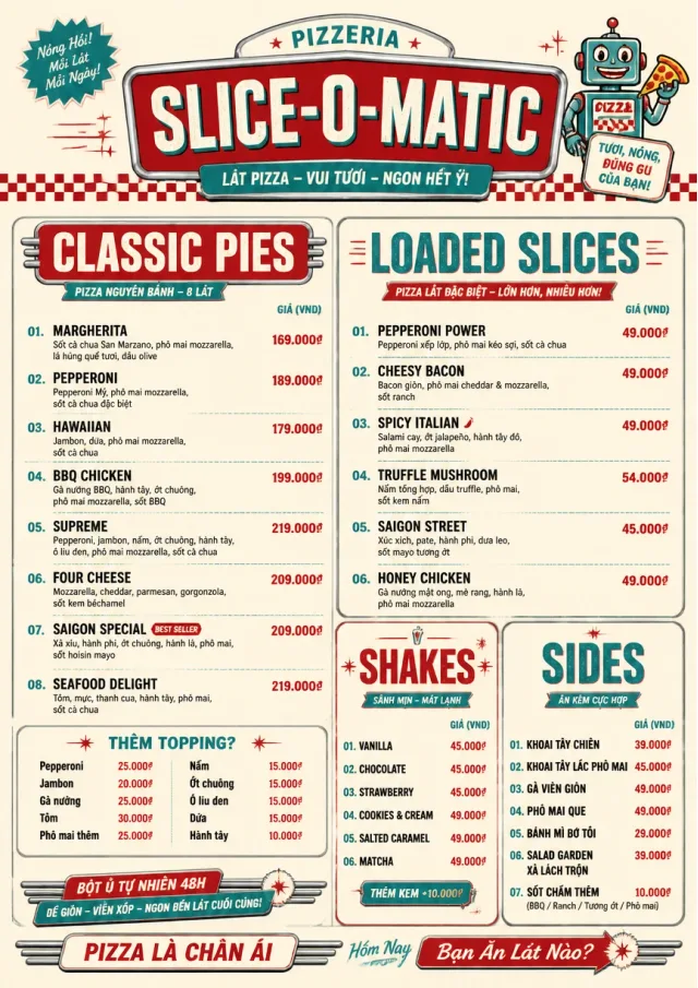 American Diner Retro pizza-menu menu template preview