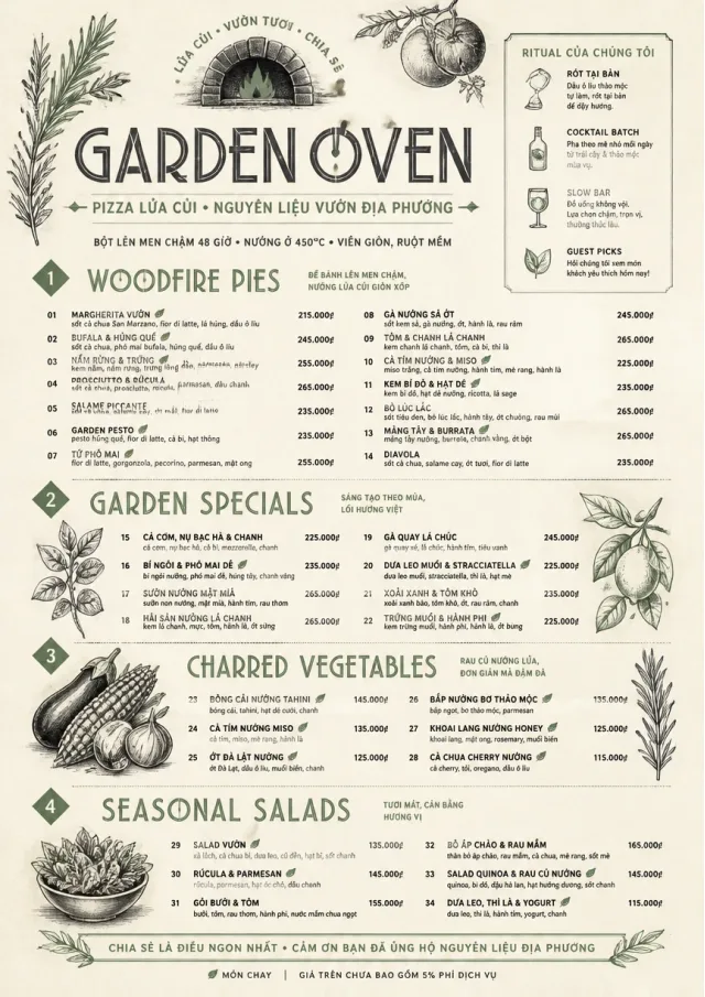 Woodfire Garden pizza-menu menu template preview