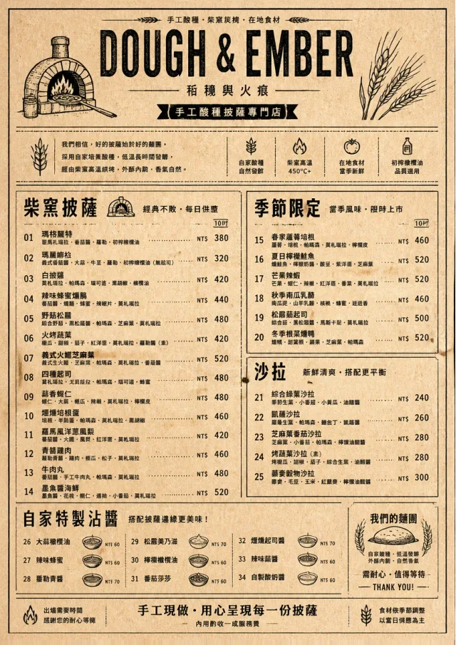 Craft Artisan pizza-menu menu template preview