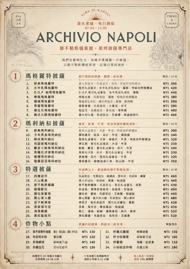 Neapolitan Archive pizza-menu menu template preview