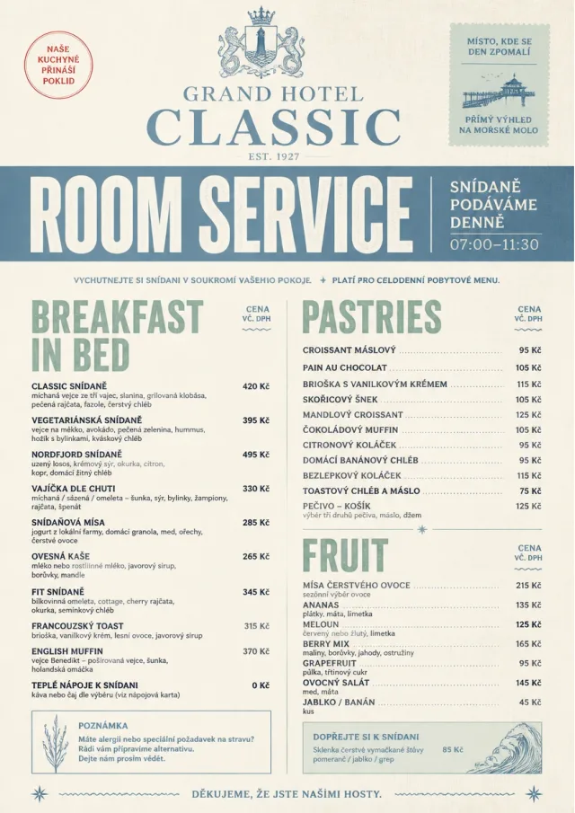 Grand Hotel Classic room-service-menu menu template preview