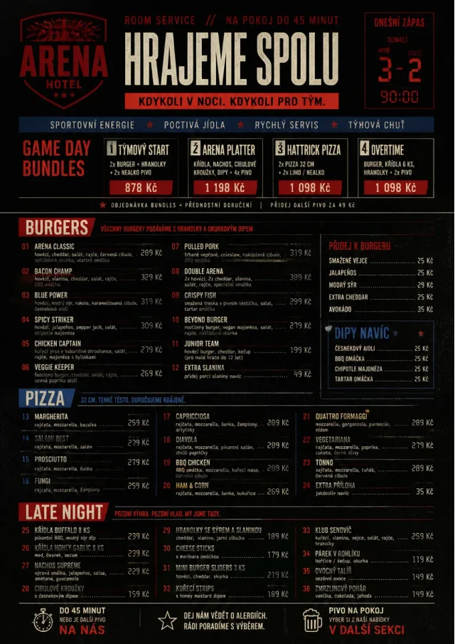 Sports Arena Energy room-service-menu menu template preview