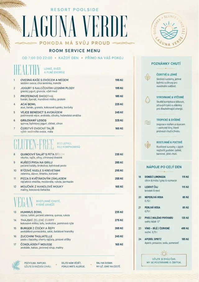 Resort Poolside room-service-menu menu template preview