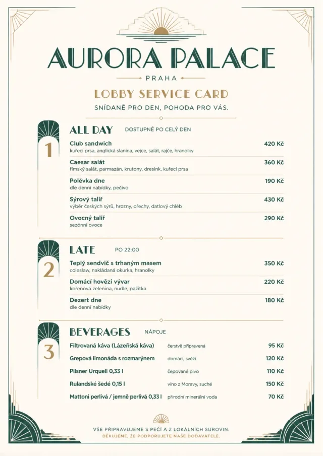 Lobby Service Card room-service-menu menu template preview