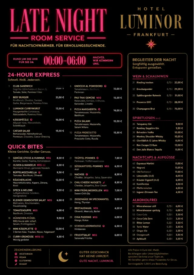 Late Night Service room-service-menu menu template preview