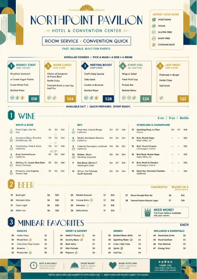 Convention Quick room-service-menu menu template preview