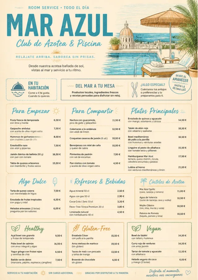 Resort Poolside room-service-menu menu template preview