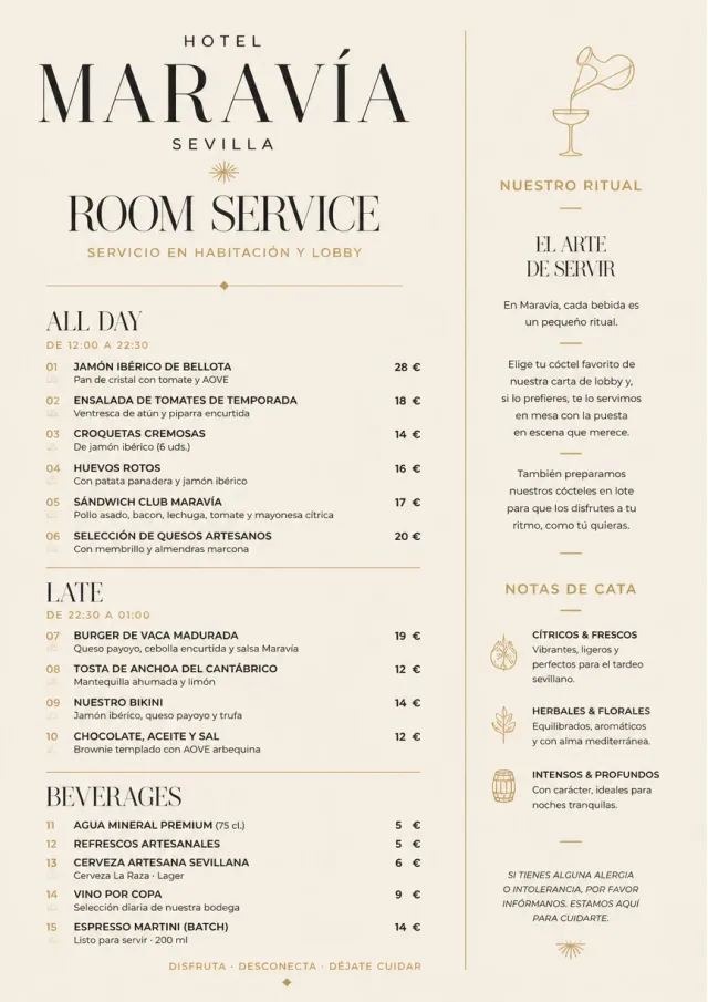 Lobby Service Card room-service-menu menu template preview