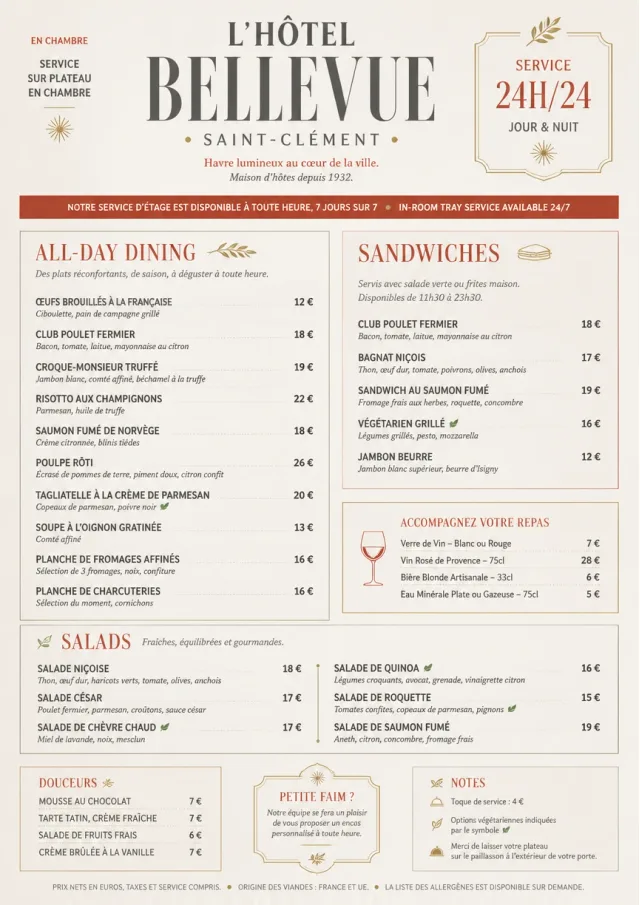 In-Room Tray Service room-service-menu menu template preview
