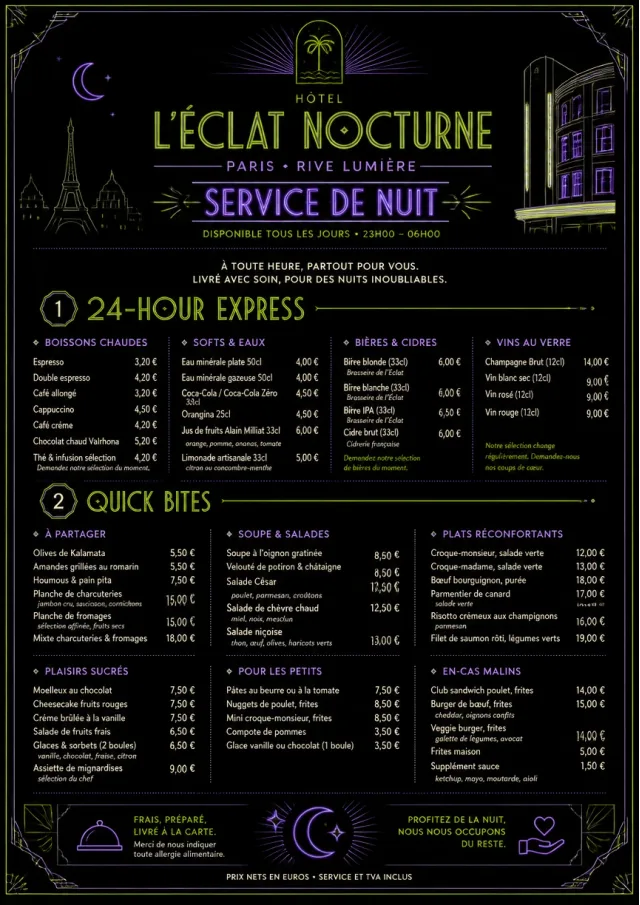 Late Night Service room-service-menu menu template preview