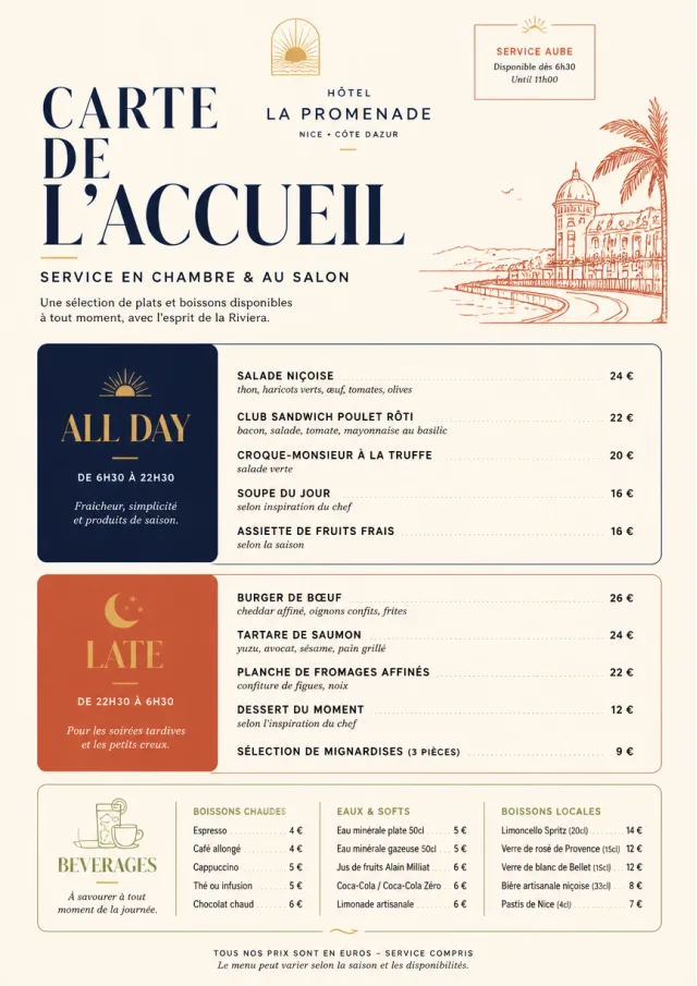 Lobby Service Card room-service-menu menu template preview
