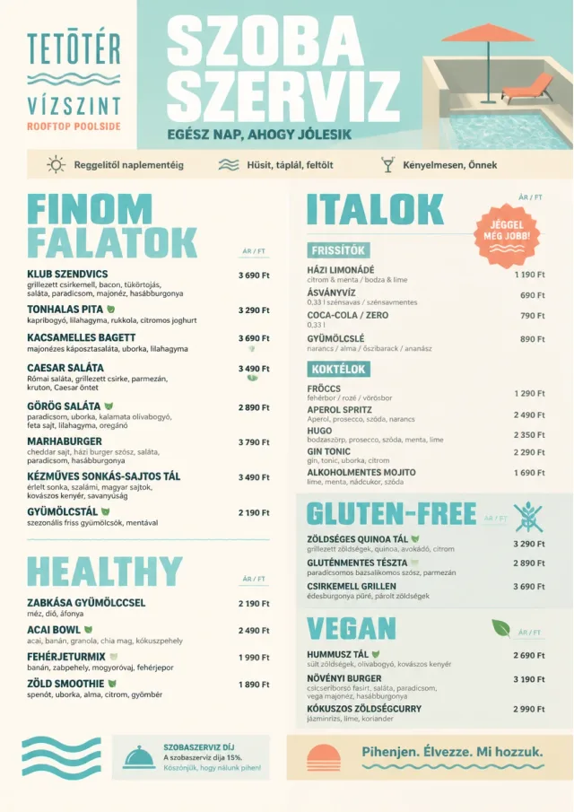 Resort Poolside room-service-menu menu template preview