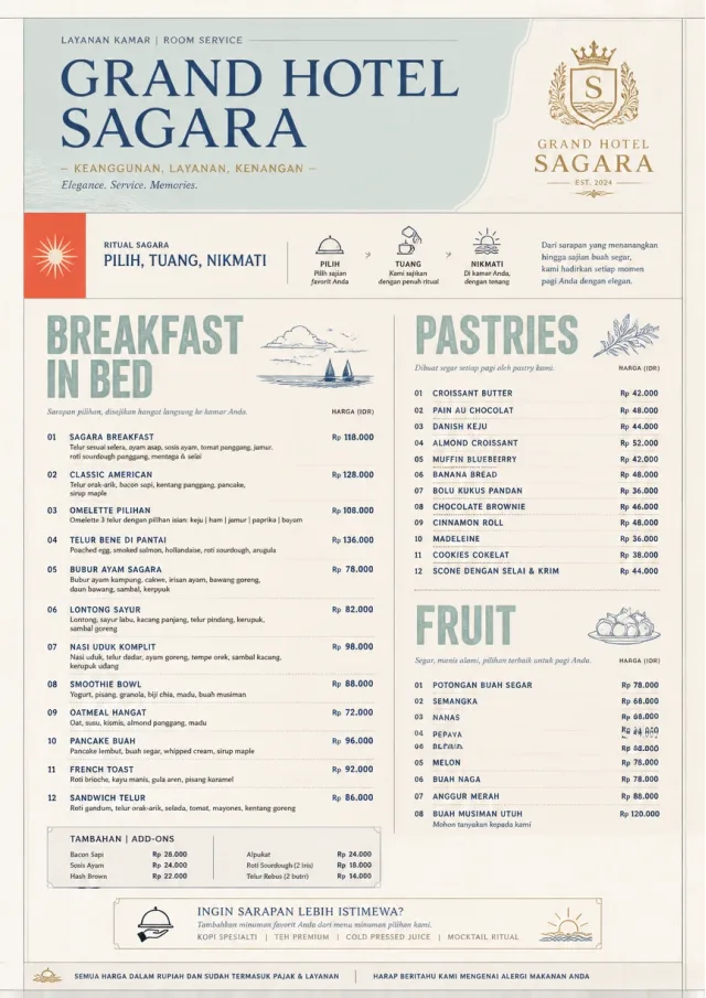 Grand Hotel Classic room-service-menu menu template preview