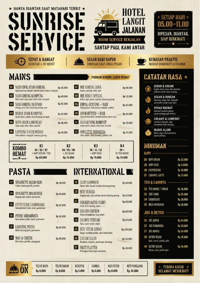 Food Truck Bold room-service-menu menu template preview