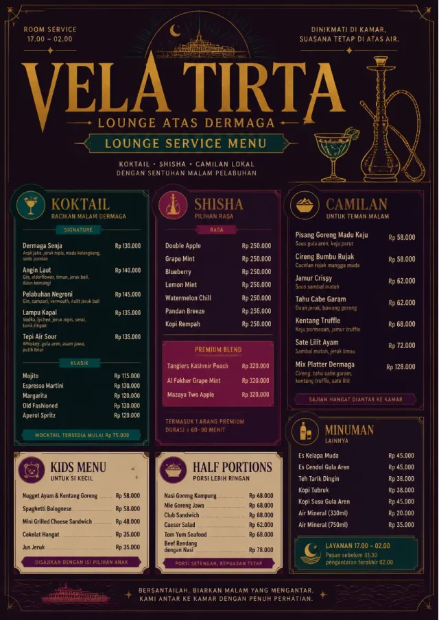 Lounge Velvet room-service-menu menu template preview