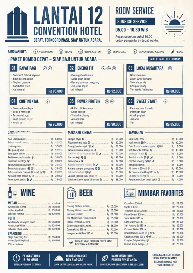 Convention Quick room-service-menu menu template preview