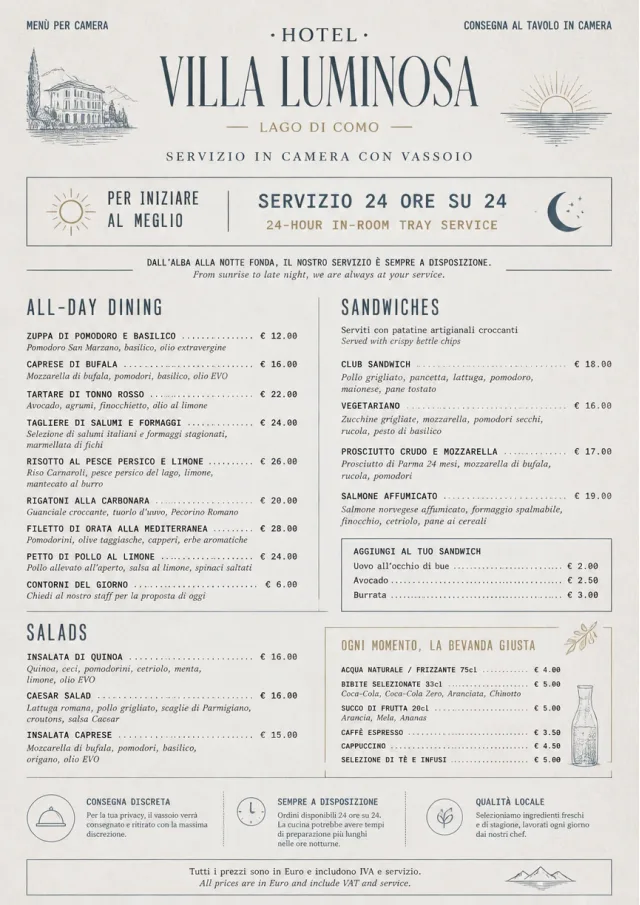 In-Room Tray Service room-service-menu menu template preview