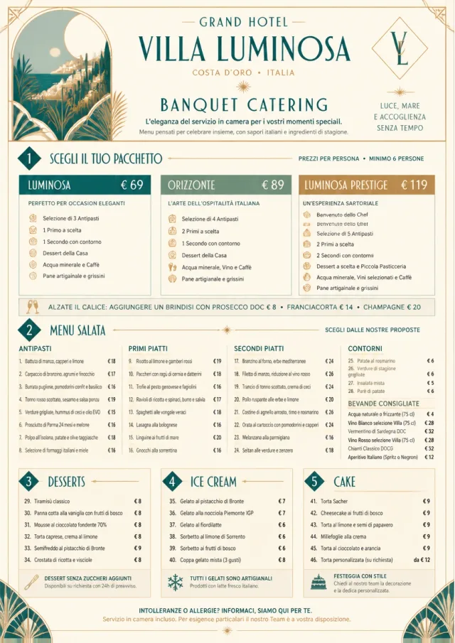 Banquet Catering room-service-menu menu template preview