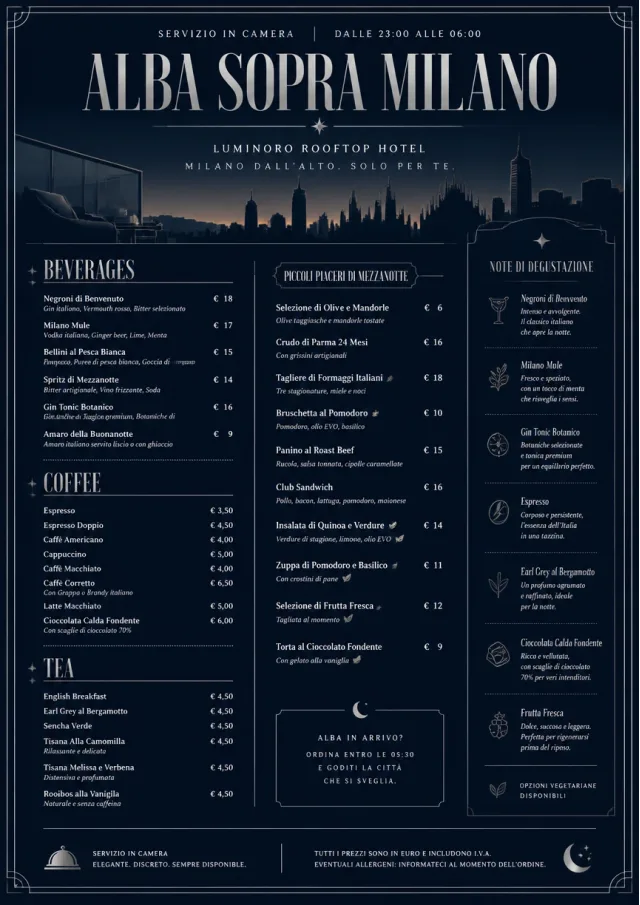 Rooftop Skyline room-service-menu menu template preview