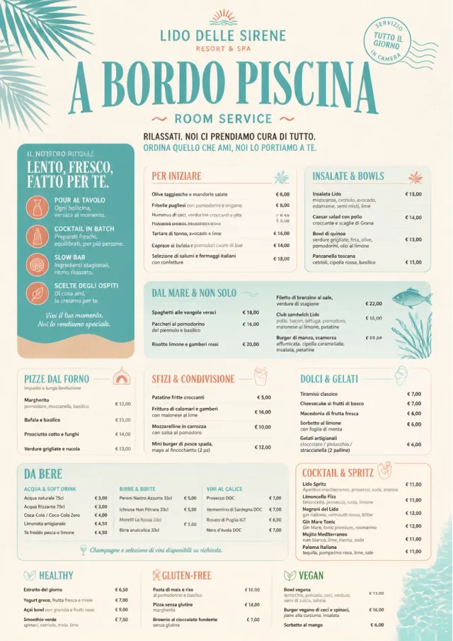 Resort Poolside room-service-menu menu template preview