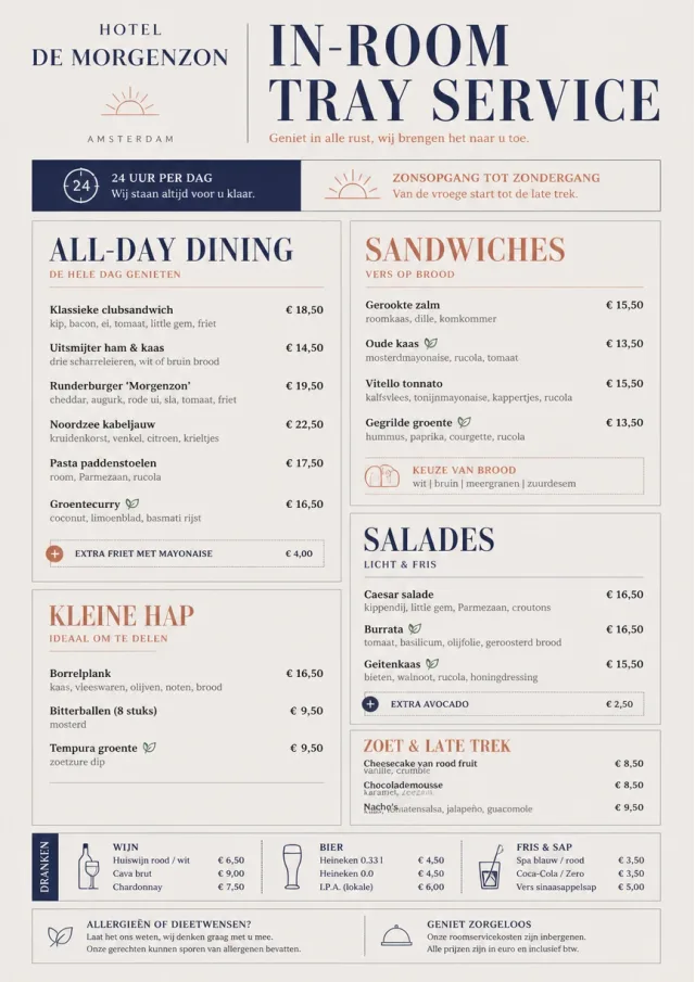 In-Room Tray Service room-service-menu menu template preview