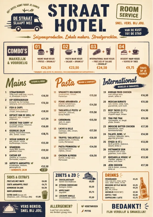 Food Truck Bold room-service-menu menu template preview