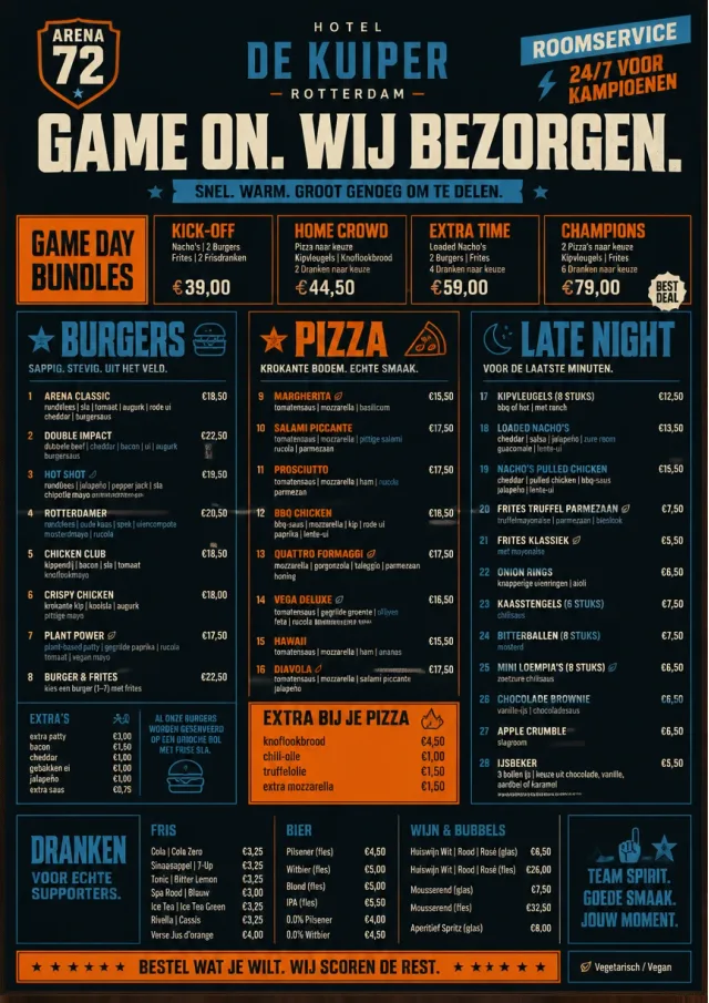 Sports Arena Energy room-service-menu menu template preview