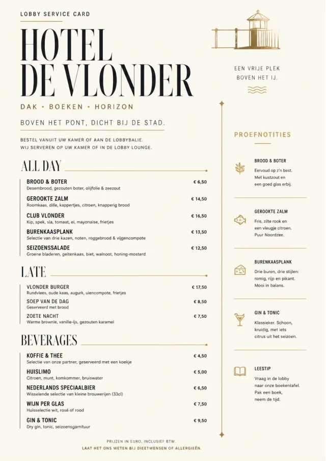 Lobby Service Card room-service-menu menu template preview