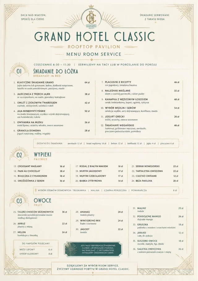 Grand Hotel Classic room-service-menu menu template preview
