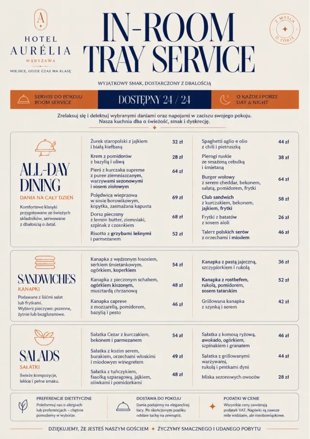 In-Room Tray Service room-service-menu menu template preview