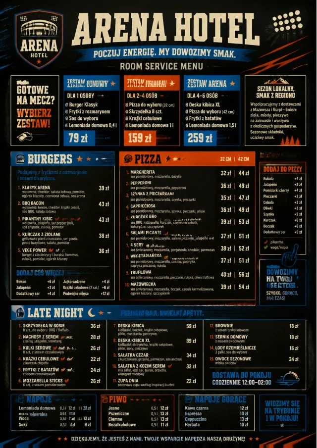 Sports Arena Energy room-service-menu menu template preview