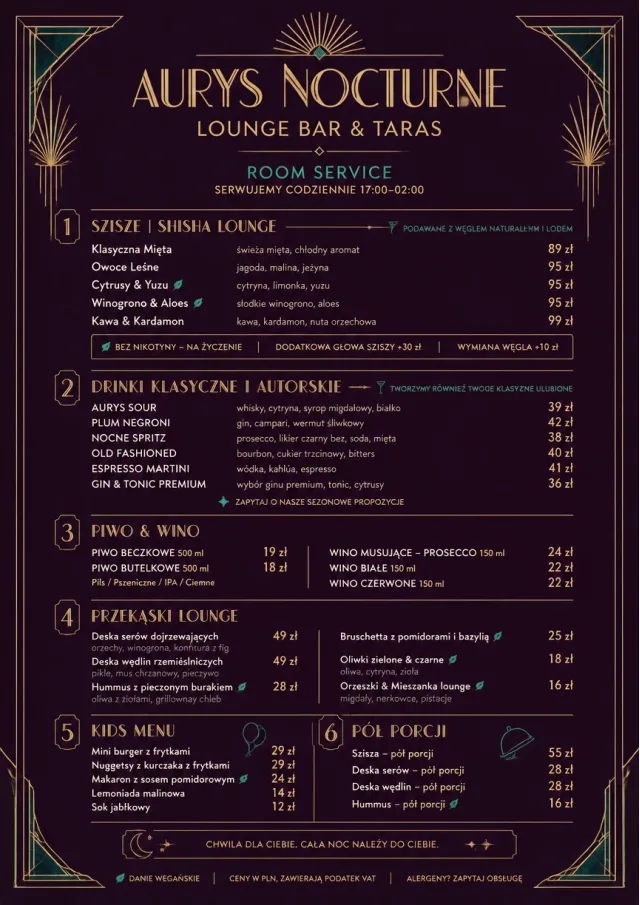 Lounge Velvet room-service-menu menu template preview