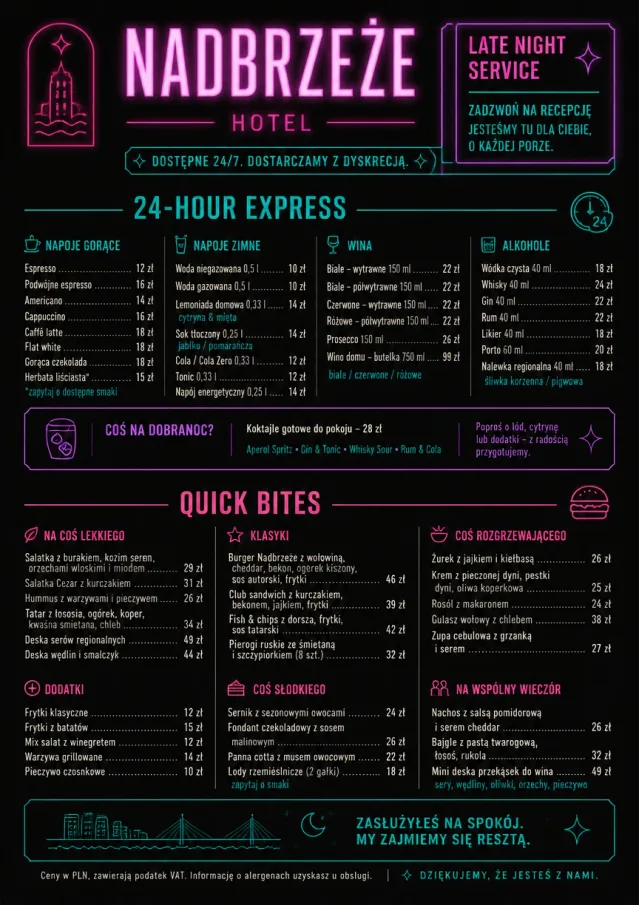 Late Night Service room-service-menu menu template preview