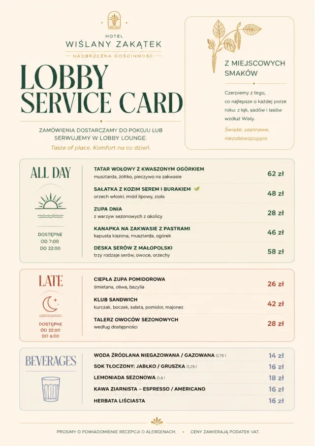 Lobby Service Card room-service-menu menu template preview