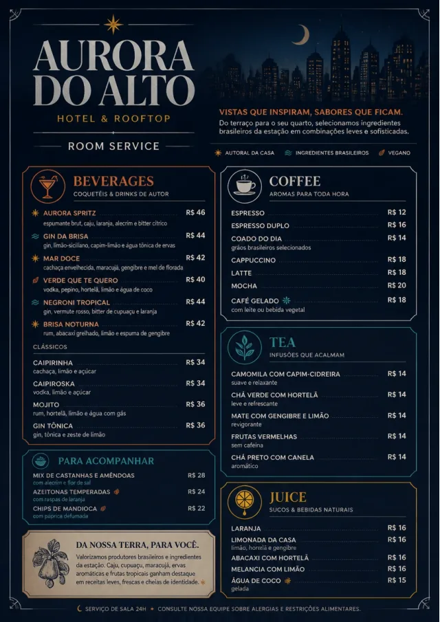 Rooftop Skyline room-service-menu menu template preview